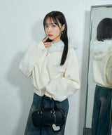 ラインストーンショートジップパーカー