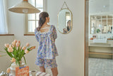 ULLALA PAJAMA Blooming Short-sleeve Two-piece Blue Purple[24146WTSSN]