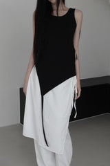 unbalanced layered tail sleeveless (4color)