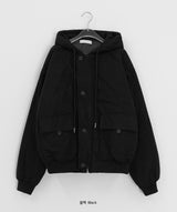 [unisex] ビトリボタンフードウェロンパディングジャンパー