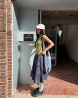 [ORIGINAL] Moel Cancan Check Midi Skirt