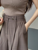 Dinet High-Waist Pintuck Shorts Slacks (Belt Set)