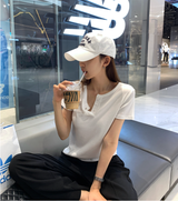 リアヘンリーネックショートスリーブTシャツ / 4カラー