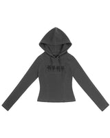 Patch Slim Hoodie _ Dark Grey