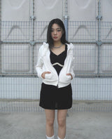 FRILL HOODED ZIP-UP (IVORY)