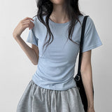 スリムフィット🌟スパンデックス ベーシック プレーン ショートスリーブ Tシャツ(8 colors)
