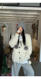Formal oversized-fit hooded soft knit cardigan