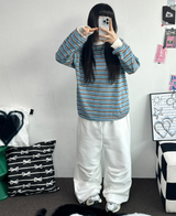 ツーピンタックパラシュートワイドパンツ 🤍🩶🖤4COLOR