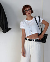 Roll-up Loose fit Cropped Short-sleeved T-shirt