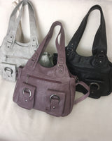 Clean Vintage Pocket Leather Shoulder Bag