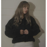 FLUFFY SHEARING COAT-BLACK
