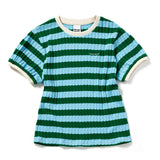 VOLUME SLEEVE STRIPE T-SHIRT_GREEN+MINT
