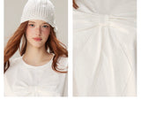 Sweet & Cool Lace Accent Ribbon Point Long T-Shirt