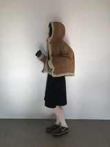 Femme Duffle Hooded Faux Shearling Jacket (2color)