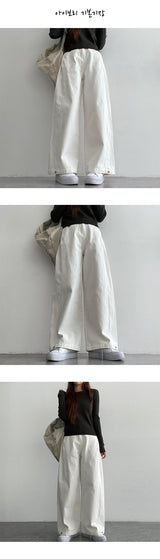 [3-tier length] [S–2XL] オフサイドタックワイドコットンパンツ (2 colors)
