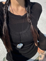 HEART PENDANT NECKLACE LACE NECKLACE - 2 SIZE