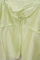 Frill Trim Tie-Front Blouse (Mint)