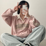 Jewit Two-Line Oversized Fit Color Collar Sweatshirt