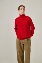 Cashmere turtle neck knit (Red)