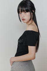 PETALINE LACE TEE black