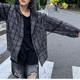 Aaron Linen Checke Hooded Shirt