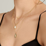 Eclipse Emblem Mother-of-Pearl Link 925 Silver Necklace N030-03G