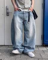 Randy Striped Washed Curved Denim