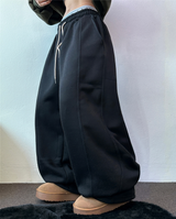 STRING/FLEECE❤SIDE PINTUCK BALLOON LONG PANTS WIDE🤍🩶🖤3COLOR