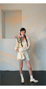 Lily frill shirring lace skirt