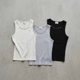 Studded Collar Ribbed Tank