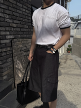 Twos herringbone bermuda pants