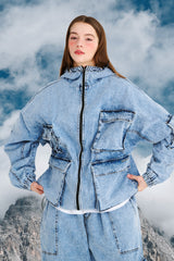 DSXBS WAX REAL DENIM 5 POCKET HOODED JACKET VINTAGE BLUE