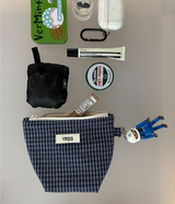 ネイビーチェックポーチ (POP-UP POUCH)