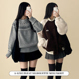 povin woolen pleats mini skirt