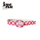 loveplayshop Checkered Hugging Bear Two-in-One Classic Design Leather Belt