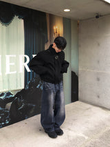 ミニットピーチフリースワイドデニムパンツ