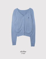 Motif Raglan V-neck Knit Cardigan (6color)