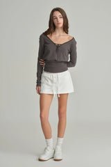 Hazel eyelet top, Charcoal