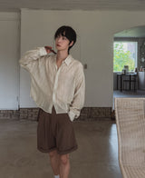 Enfree ドローイングクロップシャツ