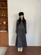 26SS★ [BAONHAUS] ディンガー バンディング ドット ロング スカート