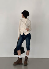 EYELET SHIRRING ZIP-UP
