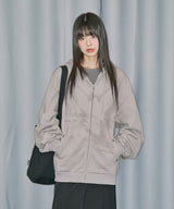 Angel Stud Overfit Hood Zip-Up - BEIGE BROWN