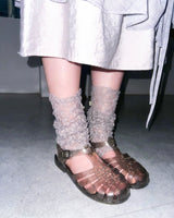 (2color) Wave Lace Foot Loop Leg Warmers