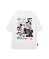 マルチコラージュグラフィックオーバーフィットTシャツ - ホワイト