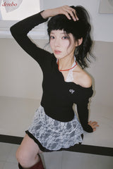 Halterneck Lace Layered Two-Piece Knitwear