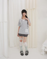TEA DIARY V-NECK TOP / GREY