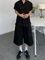 Diagonal Pocket Stitch Bermuda Pants