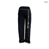 (2color) Ruffle Lace Flower Slim Pants [Ethnic Belt Set]
