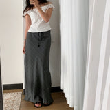 Moel Drawstring Summer Check Maxi Skirt 1 Color