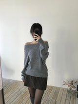 Slash mohair off-shoulder knit (3 colors)